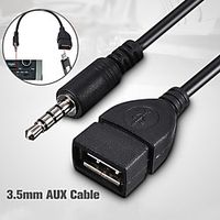 0.2M Sync 3.5mm Male Car AUX Audio Plug Jack to USB Female Cord Converter Cable miniinthebox - thumbnail