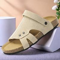 Men's Sandals Casual Beach Microfiber Breathable Comfortable Slip Resistant Loafer Buckle Black Brown Khaki Lightinthebox