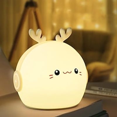 Night Light for Kids, Cute Deer Kids Night Lights Silicone Nursery Night Light Tap Touch Lamp White 9 Colors Rechargeable Portable Nightlight for Bedroom Room Decor Children Gifts Lightinthebox