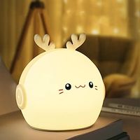Night Light for Kids, Cute Deer Kids Night Lights Silicone Nursery Night Light Tap Touch Lamp White 9 Colors Rechargeable Portable Nightlight for Bedroom Room Decor Children Gifts Lightinthebox - thumbnail
