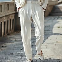 Men's Dress Pants Trousers Casual Pants Suit Pants Button Front Pocket Straight Leg Stripe Comfort Business Daily Holiday Fashion Chic  Modern White #2 Lightinthebox