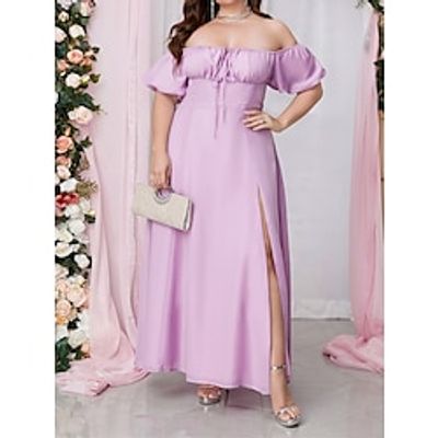 Women's Plus Size Prom Dress Party Dress Cocktail Dress Long Dress Maxi Dress Yellow Pink Purple Short Sleeve Pure Color Ruched Spring Fall Winter Off Shoulder Fashion Winter Dress Wedding Guest Lightinthebox Women's Plus Size Prom Dress Party Dress Cocktail Dress Long Dress Maxi Dress Yellow Pink Purple Short Sleeve Pure Color Ruched Spring Fall Winter Off Shoulder Fashion Winter Dress Wedding Guest Lightinthebox