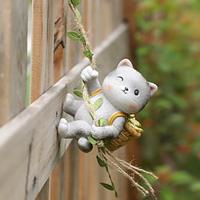 Creative Animal Cute Cat Fan Pendant Swing Pendant Courtyard Garden Balcony Decoration Resin Crafts Ornaments Birthday Gift Garden Decor Lightinthebox