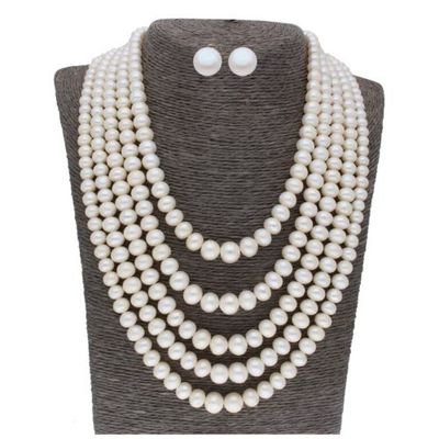 Sri Jagdamba Pearls 5 Line Round Pearl Set - JPJUN-20-256