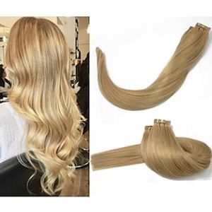 Tape In Hair Extensions Remy Human Hair 20pcs Pack Straight Hair Extensions miniinthebox