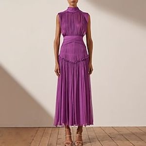 A-Line Homecoming Dresses Elegant Dress Holiday Ankle Length Sleeveless High Neck Chiffon with Pleats 2023 Lightinthebox