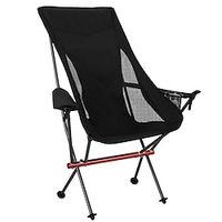Folding Chair Beach Chair Camping Chair Fishing Chair with Cup Holder High Back with Headrest Portable Breathable Foldable Lightweight Aluminum Alloy for 1 person Hunting Climbing Traveling Black miniinthebox - thumbnail