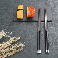 5 Pairs 304 Stainless Steel Sliver Chopsticks Reusable Non-Slip Tableware Set Flatware