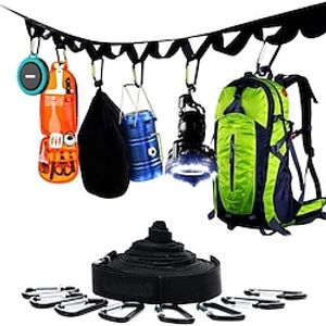19 Hooks Carabiner Tent Lanyard, The Ultimate Camping Clothesline  Storage Belt! Lightinthebox