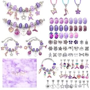 76pcs Cartoon Purple Crystal Beaded Bracelets Children's Handmade DIY Bracelet Set Lightinthebox