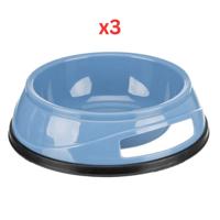 Trixie Basic Plastic Bowl With Non-Slip Base For Dogs Blue - 750ml (Pack Of 3)