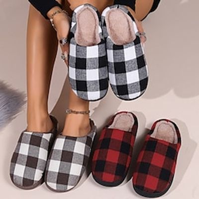 Men's Women's Slippers House Slippers Warm Slippers Fleece Slippers Home Daily Fleece Lined Winter Flat Heel Round Toe Closed Toe Casual Comfort Minimalism Polyester Loafer Solid Color Plaid Black Lightinthebox Men's Women's Slippers House Slippers Warm Slippers Fleece Slippers Home Daily Fleece Lined Winter Flat Heel Round Toe Closed Toe Casual Comfort Minimalism Polyester Loafer Solid Color Plaid Black Lightinthebox