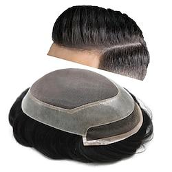 Toupee For Men Human Hair Replacement System Mono Thin Skin Pu And French Firm Lace Front Prosthesis Hair Pieces For Mens Wig 6X8 6X9 7X9 8X10 Lightinthebox