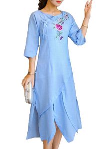 Vintage Embroidered V-neck Dresses