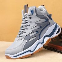 Men's Boots Plus Size Hiking Boots Trekking Shoes Hiking Walking Casual Outdoor Daily Faux Leather Mesh Breathable Slip Resistant Mid-Calf Boots Lace-up Black Grey Fall Winter miniinthebox - thumbnail