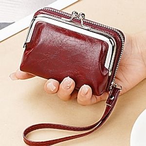 Women's Clutch Wallet Coin Purse Credit Card Holder Wallet PU Leather Shopping Daily Zipper Waterproof Lightweight Durable Solid Color Dark Brown Wine Black Lightinthebox