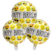 3Pcs 18inch Happy Birthday Expression Balloon Emoji Foil Balloon For Birthday Party Decor
