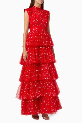 Tiered Dress with Metallic Stars Tiered Dress with Metallic Stars