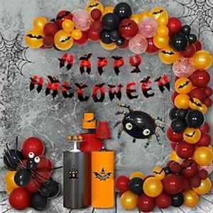 Halloween Balloons Arch Kit, Halloween Theme Balloons with Giant Bat Balloon and 3d Bats Sticker, Black Dark Red Balloons, Gold Confetti Balloons for Halloween Party Decor Indoor Outdoor Lightinthebox