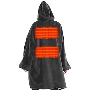 USB Heated Wearable Blanket, Oversied Lazy Hoodie with Large Heating Area on Back Cozy Sherpa Sweatshirt Therapy Heat Blacket with Hood for Sofa/ Bed/ Nightwork/ Outdoor miniinthebox