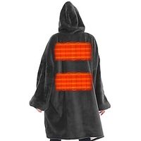 USB Heated Wearable Blanket, Oversied Lazy Hoodie with Large Heating Area on Back Cozy Sherpa Sweatshirt Therapy Heat Blacket with Hood for Sofa/ Bed/ Nightwork/ Outdoor miniinthebox - thumbnail