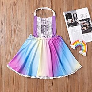 Kids Toddler Little Girls' Dress Patchwork Purple Sleeveless Basic Dresses Summer 1-5 Years Lightinthebox