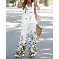 Women's Bolero Top Printing Daily White Print Sleeveless Fashion U Neck Loose Fit Summer Lightinthebox - thumbnail