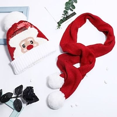 Winter Christmas Hat Scarf Set Warm Knitted Hat Pullover Hat Lightinthebox