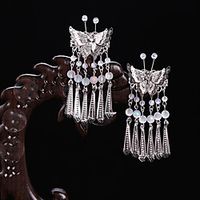 Kids' Baby Girls' 2 Pieces  Headwear Silver Imitation Miao Silver Hollow Butterfly Wind Chime Tassel Hairpin Antique Hairpin Children's Hairpin Lightinthebox - thumbnail