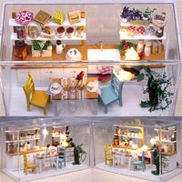 Dollhouse Miniature DIY Kit with Cover 3D DIY Wood Magic Kitchen Ideal Gift Bedroom Living Room Home Decor