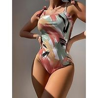 Women's Swimwear One Piece Normal Swimsuit Printing Graffiti Green Bodysuit Bathing Suits Sports Beach Wear Summer Lightinthebox - thumbnail