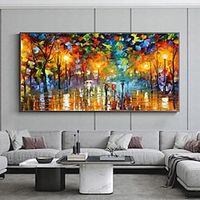 Hand Painted Thick texture Landscape Oil Paintings On Canvas street landscape art painting knife painting for wall decoration Home Decor Wall Art Lightinthebox