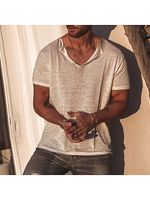 Men's Casual V-Neck Cotton T-Shirt