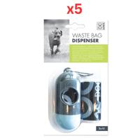 M-Pets Waste Bag Dispenser Blue +30 Bags (2X15) - Blue (Pack of 5)