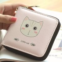 Women Girl Cute Bags Cat Cartoon Short Wallet Card Holder Purse