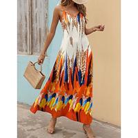 Women's Print V Neck Maxi Dress Sleeveless Summer Lightinthebox