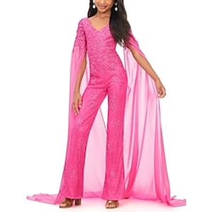 Jumpsuits Sweep  Brush Train Flower Girl Dress Wedding Party Girls Cute Prom Dress Chiffon with Appliques Elegant Fit 3-16 Years Lightinthebox
