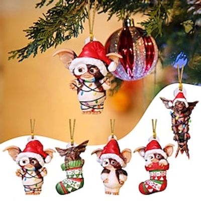 5pcs/set Christmas Tree Ornaments Hanging Decorations Cute Christmas Ornament 2023 New 2D Acrylic Crafts Hanging Ornament New Year Festive Party Supplies Room Hanging Decor miniinthebox