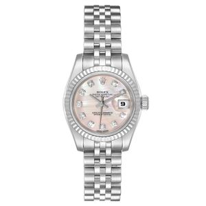 Datejust Steel White Gold Mop Diamond Ladies Watch 179174 Box Card