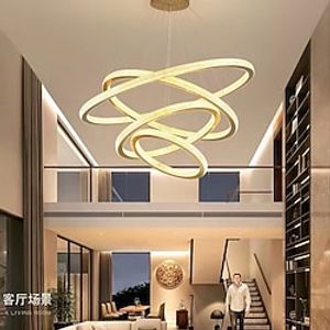 LED Pendant Light Modern 4 Rings Gold 80 cm Modern Nordic Luxury Light Aluminum Electroplated 110-120V 220-240V Lightinthebox