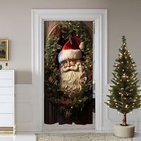 Christmas Decorations Door Cover, 1 Panel Door Curtain with Santa Claus or Snowman Pattern Home Xmas Decor for Living Room, Kitchen, Outdoor Lightinthebox - thumbnail
