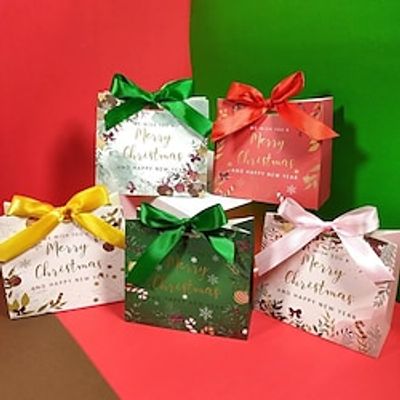 20pcs, Christmas Candy Box Christmas Gift Bag Gilded PVC Window Christmas Cookies Chocolate Packaging Box Holiday Party Decoration,  Candy Box, Party Favors Lightinthebox