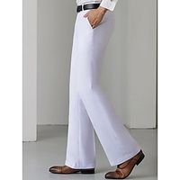 Men's Dress Pants Flared Pants Trousers Suit Pants Pocket Plain Comfort Breathable Outdoor Daily Going out Fashion Casual Black White miniinthebox - thumbnail