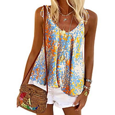 Women's Bohemian Theme Camisole Graphic Print U Neck Casual Tops Green Blue Purple miniinthebox