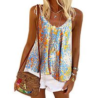 Women's Bohemian Theme Camisole Graphic Print U Neck Casual Tops Green Blue Purple miniinthebox - thumbnail