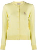 Maison Kitsuné embroidered logo round neck cardigan - Yellow