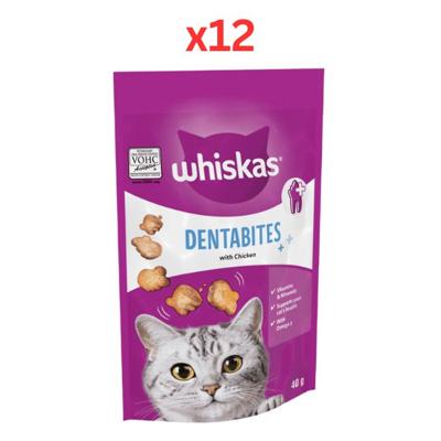 Whiskas DentaBites with Chicken Cat Treats 40G (Pack of 12) Whiskas DentaBites with Chicken Cat Treats 40G (Pack of 12)