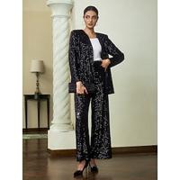 Sequin Crew Neck Jacket Elegant Pants Two Piece Set - thumbnail