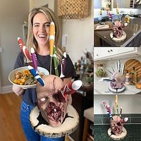 Skull Kitchen Storage Holder Creepy Kitchen Tools Holders Funny Storage Rack Kitchen Knife Block Holder Rack for Kitchen Cutlery Display Organizer Party Halloween Ornament Lightinthebox - thumbnail