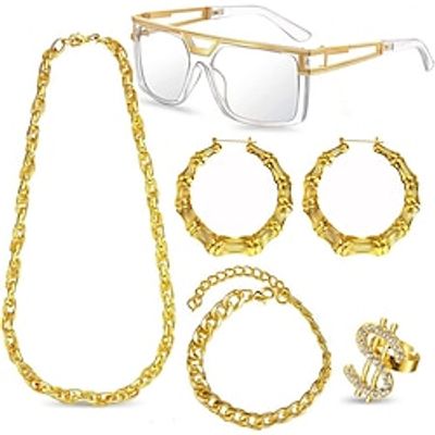 Cosplay Hip-hop Punk Usd Necklace Ring Fisherman Hat Glasses Set Lightinthebox